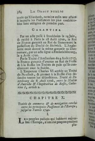 Chapitre X. Traités de commerce & de navigation conclus entre les principales Puissances de l'Europe, jusqu'en l'année 1740.