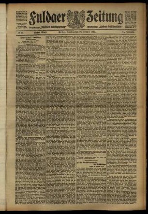 Erste Ausgabe vom Samstag, den 10. Februar 1912.