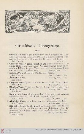 Griechische Thongefässe (Nr. 1 - 106)