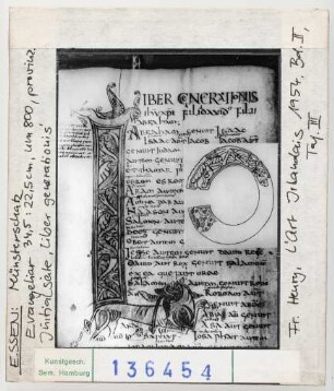 Essen, Münsterschatz: sog. Merowinger-Evangeliar, Initialseite "Liber Generationis". Um 800