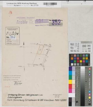 Eilmsen (Welver), Vellinghausen (Welver), Umlegung Eilmsen-Vellinghausen, Zuteilungskarte Schmehausen Flur 4
