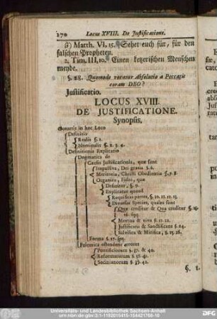Locus XVIII. De Iustificatione.