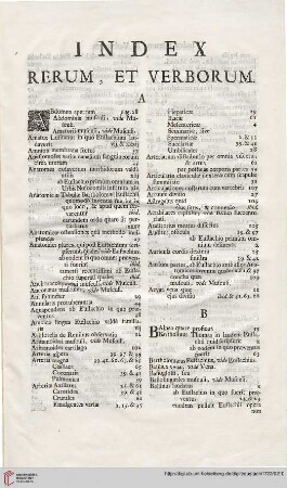 Index Rerum, et Verborum