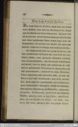 Von dem kalten Fieber