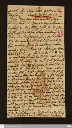 Disposition der Katechismus-Predigt von August Hermann Francke am 01.03.1723 über das 9. und 10. Gebot.