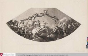 [Reiter, darüber Putten, die eine Girlande tragen; L'Aurore, plafond du château de Sceaux]