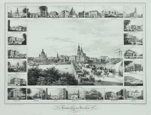 Erinnerung an Dresden (Ansicht von der Neustadt aus und Hauptgebäude der Stadt)