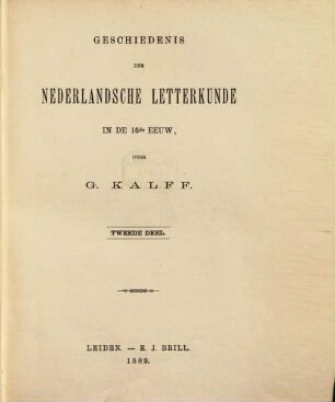 Geschiedenis der Nederlandsche letterkunde in de 16de eeuw, 2