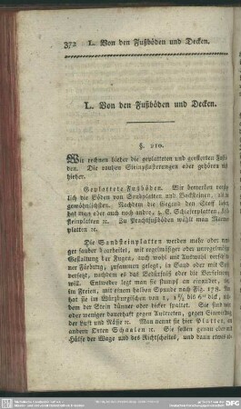 L. Von den Fußböden und Decken