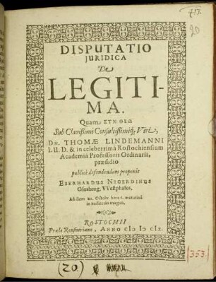 Disputatio Iuridica De Legitima