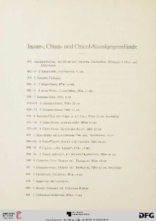 Japan-, China- und Orient-Kunstgegenstände (Nr. 361-419)