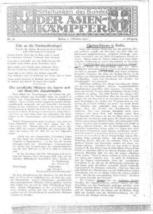Mitteilungen des Bundes der Asienkämpfer
