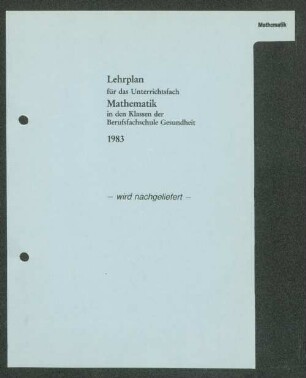 Lehrplan für das Unterrichtsfach Mathematik ...