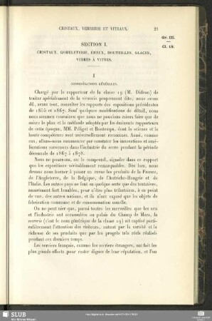 Section I. Cristaux, Gobeleterie, Émaux, Bouteilles, Glaces, Verres À Vitres