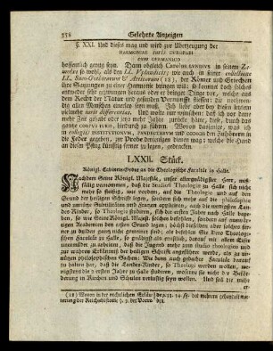 LXXII. Stück. Königl. Cabinets-Ordre an die Theologische Facultät in Halle.