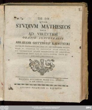 De Eo Qvod Stvdivm Matheseos Facit Ad Virtvtem