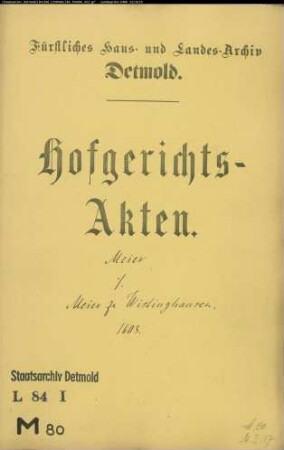 Meyer, Johann zu Herford gegen Jobst Meier zu Wistinghausen - Schuldforderung