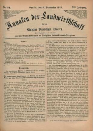 No. 72. Berlin, den 6. September 1873. XIII. Jahrgang.