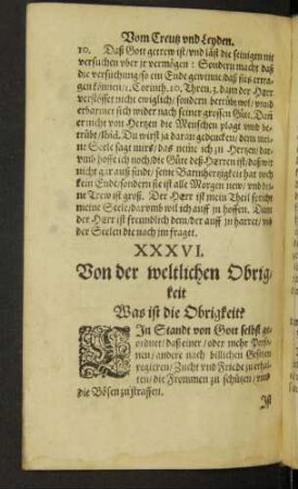 XXXVI. Von der weltlichen Obrigkeit.