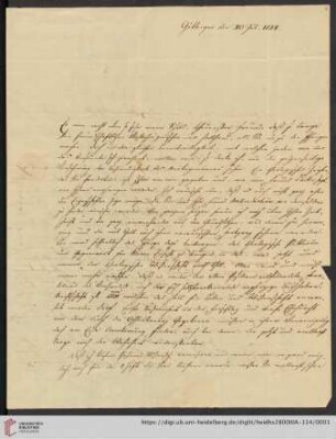 Nachlass Karl Ullmann: Brief von Johann T. Hemsen an Carl Ullmann