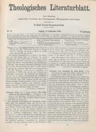 273-274 [Rezension] Grossouw, Willem, The Coptic versions of the Minor Prophets