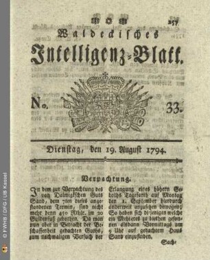 No. 33. Dienstag, den 19. August 1794