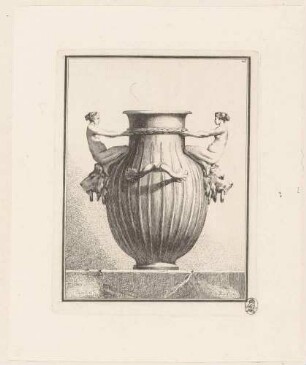 Vase, dekoriert mit weiblichen Mischwesen und Löwen, aus der Folge "Suite de Vases", Bl. 26