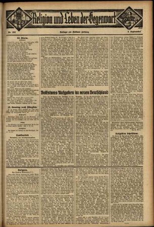 Dritte Ausgabe vom Sonntag, den 03. September 1933.