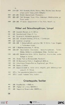 Möbel und Beleuchtungskörper, Spiegel (Nr. 549-597b)