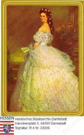 Elisabeth Kaiserin v. Österreich geb. Prinzessin v. Bayern (1837-1898) / Porträt, in Raumkulisse stehend, Ganzfigur