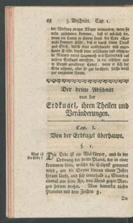 Der dritte Abschnitt von der Erdkugel, [...].