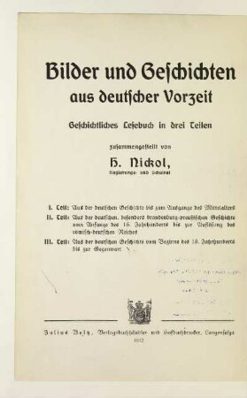 Teil 3: Aus der deutschen Geschichte vom Beginne des 19. Jahrhunderts bis zur Gegenwart