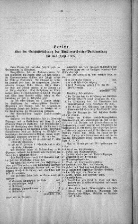 Bericht über die Geschäftsführung, 29. Dezember 1897
