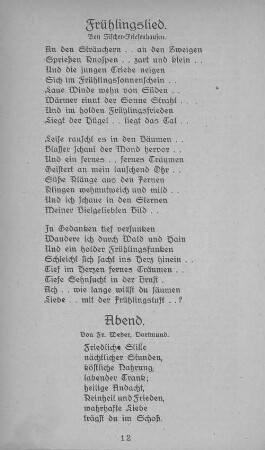 Lied/Gedicht. Frühlingslied.