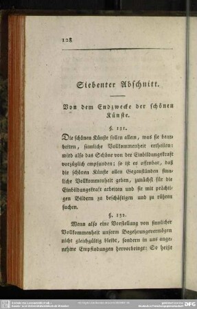 Siebenter Abschnitt. Von dem Endzwecke der schönen Künste