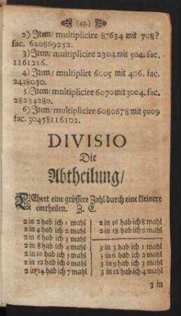 Divisio Die Abtheilung