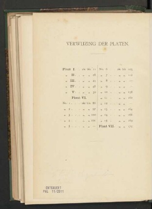 Verwijzing der Platen