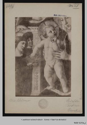 Thronende Madonna mit Kind umgeben von Heiligen