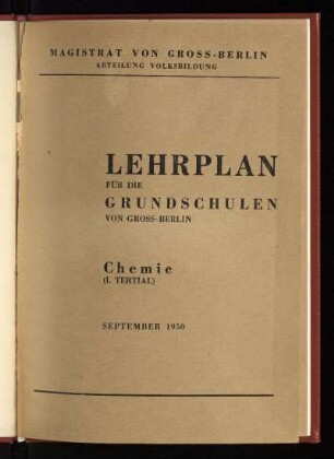 1950: Chemie, (1. Tertial)