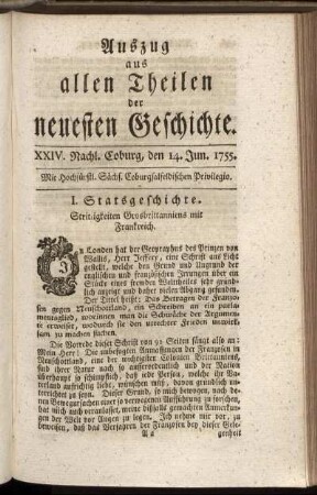 XXIV. Nachl. Coburg, den 14. Jun. 1755.