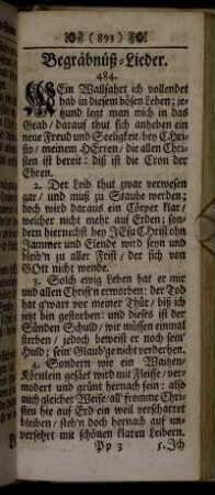 Begräbnüß- Lieder. - Reise- Lieder.