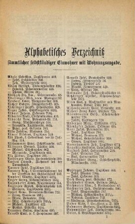Adreßbuch der königl. Stadt Ingolstadt : nebst einem Verzeichniß d. Häuser u. Hausbesitzer. 1881, 1881