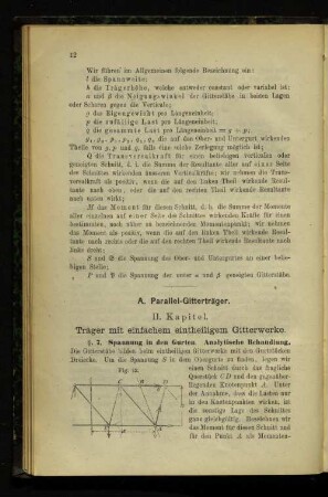 II. Kapitel. Träger mit einfachem eintheiligem Gitterwerke.