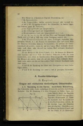 II. Kapitel. Träger mit einfachem eintheiligem Gitterwerke.
