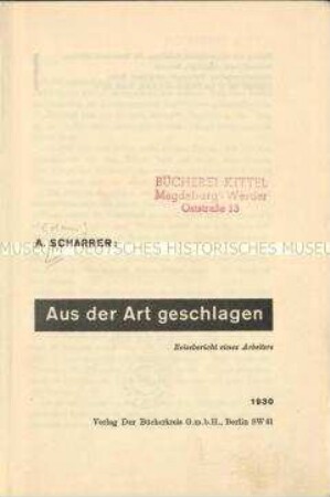 Arbeiterroman von Adam Scharrer