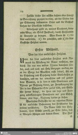 Erster Abschnitt. Von der blos natürlichen Holzsaat