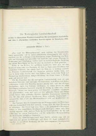 Die Norwegische Landwirthschaft