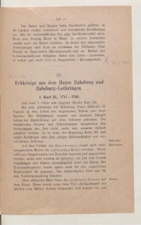 IX. Erbkönige aus dem Hause Habsburg und Habsburg-Lothringen