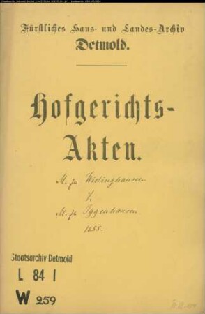 Wistinghausen, Hans Meiers zu Witwe gegen Albert von Exter, Meier zu Iggenhausen - Schuldforderung