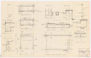 Garten Hultsch, Weilburg: Garage, Freisitz: Grundrisse 1:50, Schnitte 1:20, Details 1:5